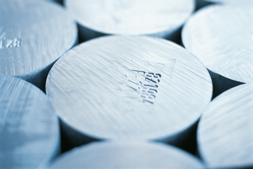 Close-up of round aluminium cylinders