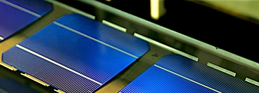 Crystalline Silicon Solar Cells on display during manufacturing process. Image courtesy of Bosch Solar Energy AG.